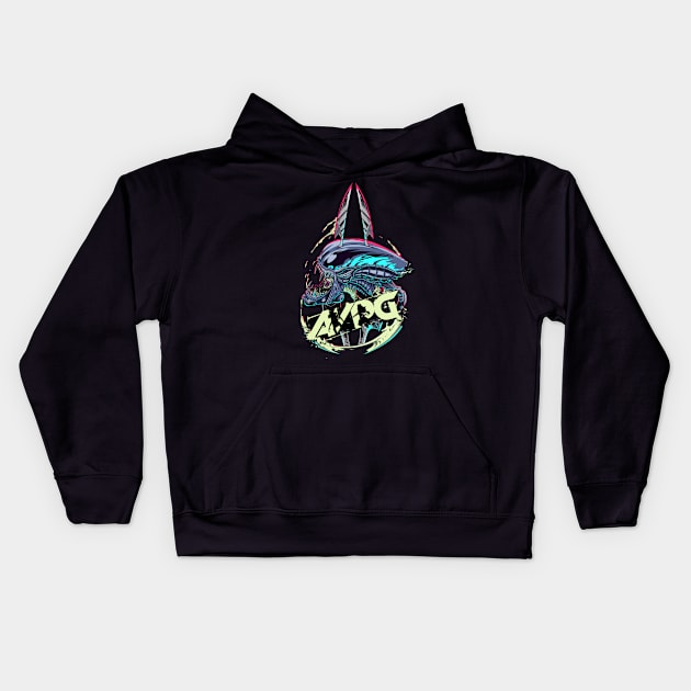 Impaled Alien (with splatter logo) Kids Hoodie by Alien vs. Predator Galaxy (www.avpgalaxy.net)